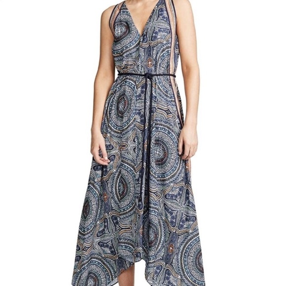 Ramy Brook Vanna Tile Maxi Handkerchief Dress XS Boho Designer Summer Vacation - Picture 5 of 16